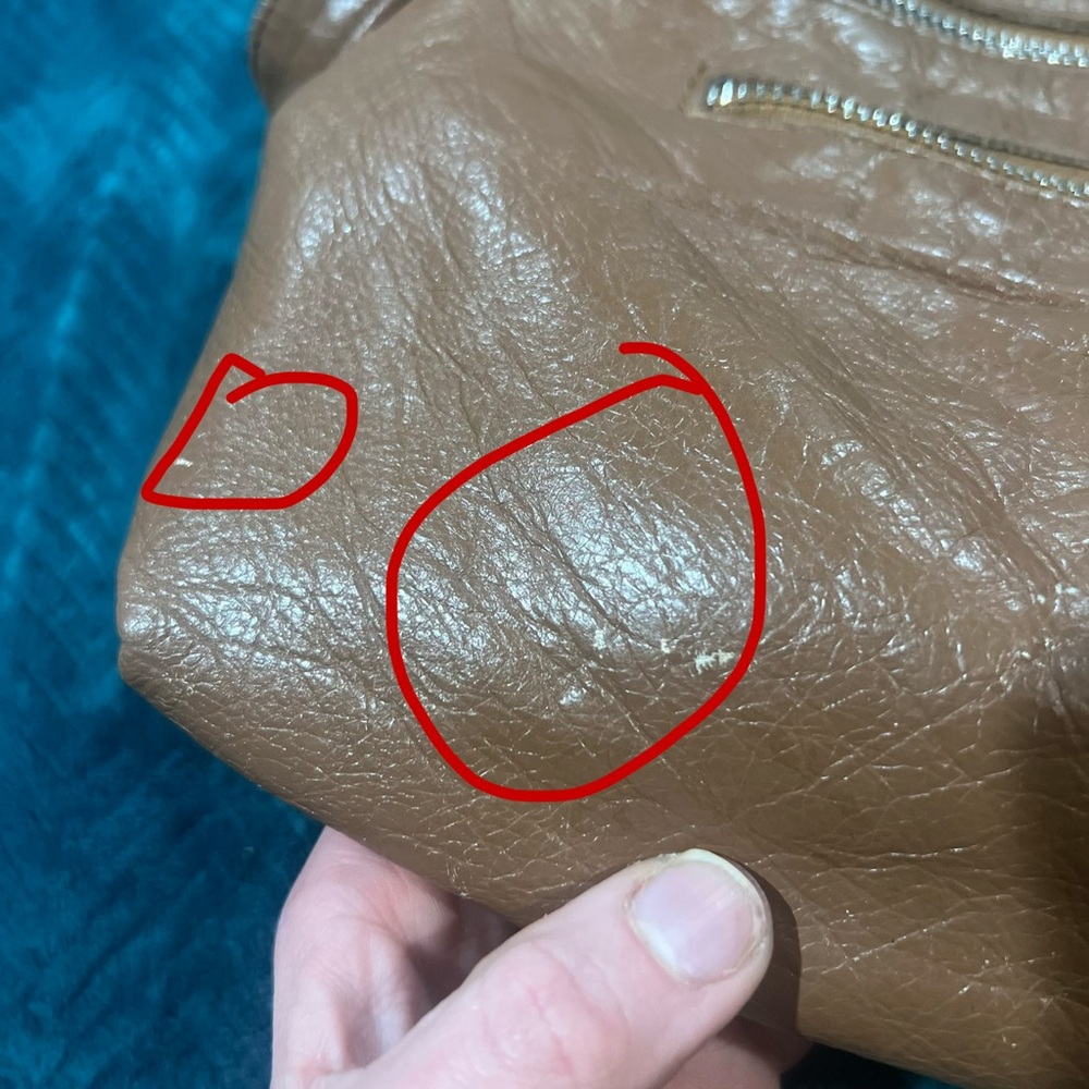Vintage Crossbody Bag Cognac Leather Multi Pocket Retro Adjustable Zip Closure - Picture 10 of 10